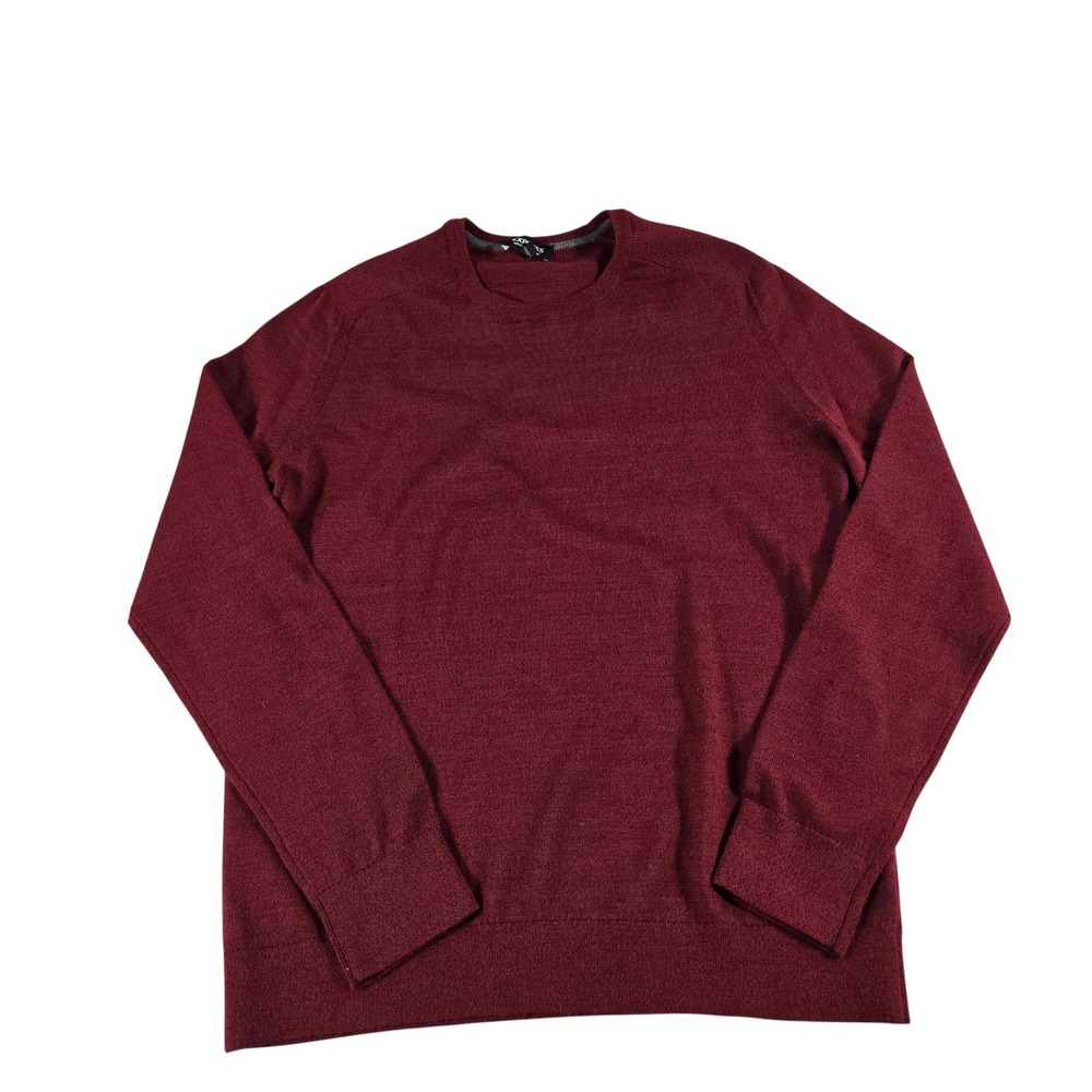 Express Mens Merino Wool Blend Crewneck Sweater Burgundy Heather Large 15279